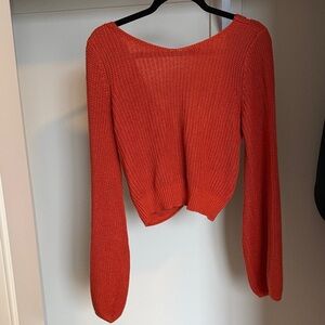 Lulu's Orange Cropped Knit Sweater